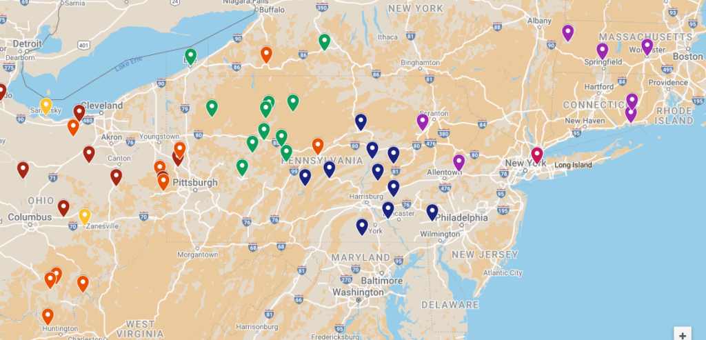 Map of Dante the Magician's 1923-24 U.S. tour.